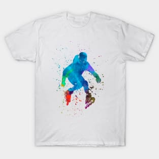 Man roller skater inline in watercolor T-Shirt